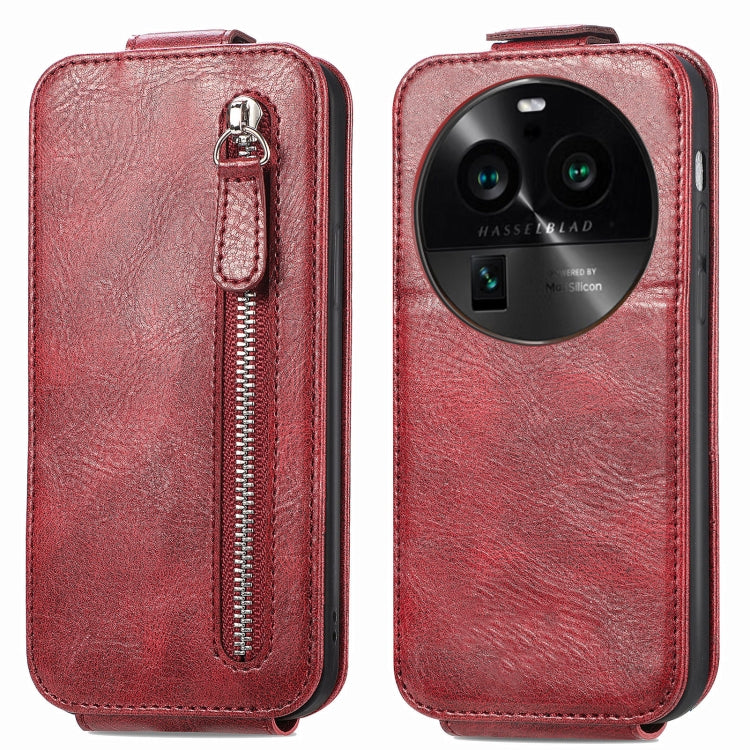 For OPPO Find X6 Pro Zipper Wallet Vertical Flip Leather Phone Case