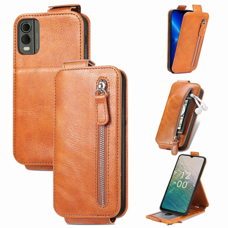 For Nokia C32 Zipper Wallet Vertical Flip Leather Phone Case
