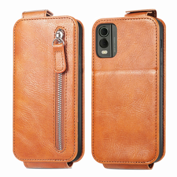 For Nokia C32 Zipper Wallet Vertical Flip Leather Phone Case