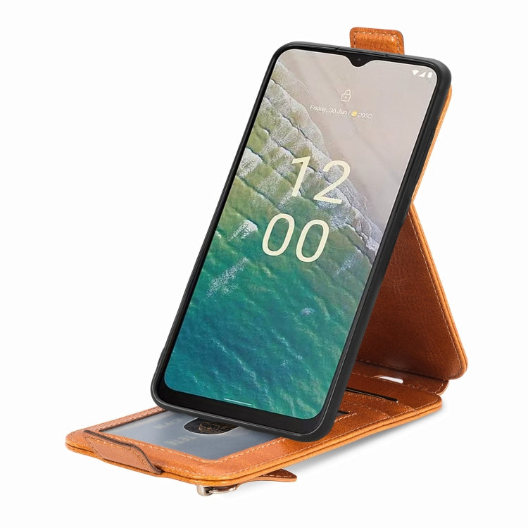 For Nokia C32 Zipper Wallet Vertical Flip Leather Phone Case