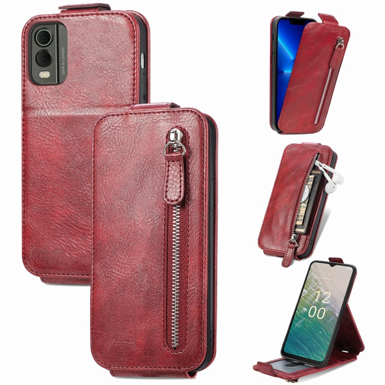 For Nokia C32 Zipper Wallet Vertical Flip Leather Phone Case