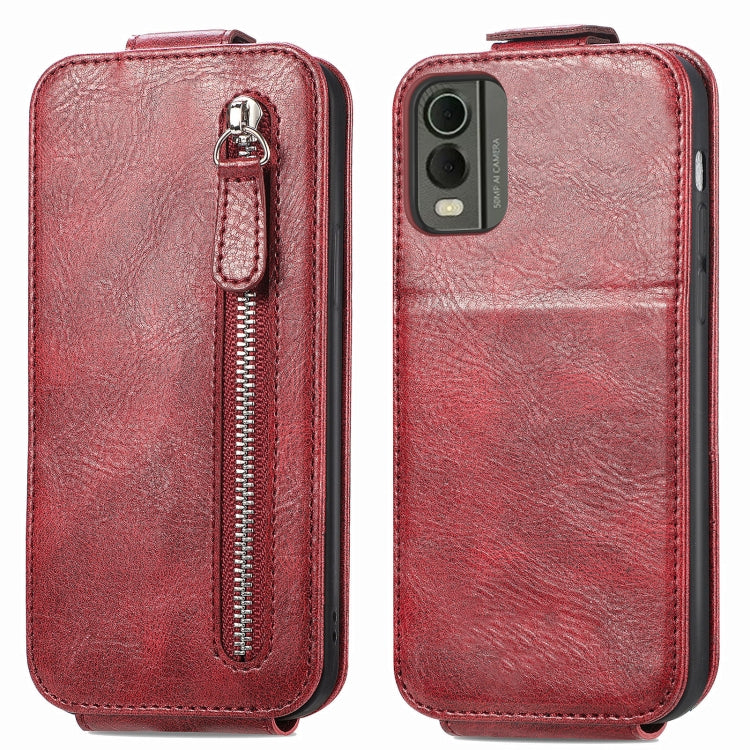 For Nokia C32 Zipper Wallet Vertical Flip Leather Phone Case