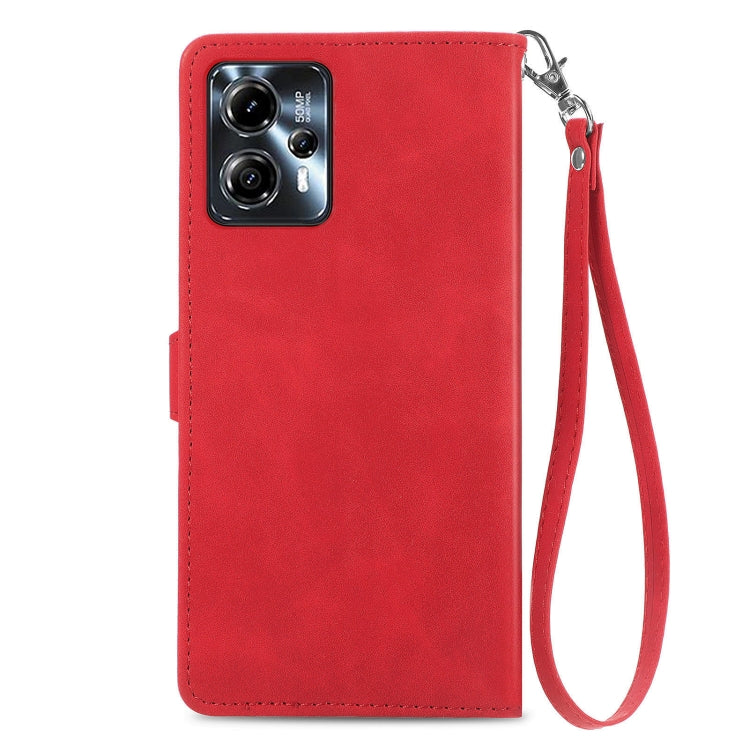 For Motorola Moto G23 Embossed Flower Zipper Leather Phone Case