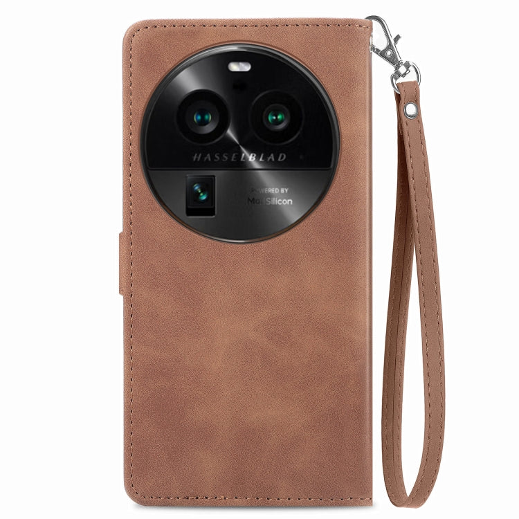 For OPPO Find X6 Pro Embossed Flower Zipper Leather Phone Case