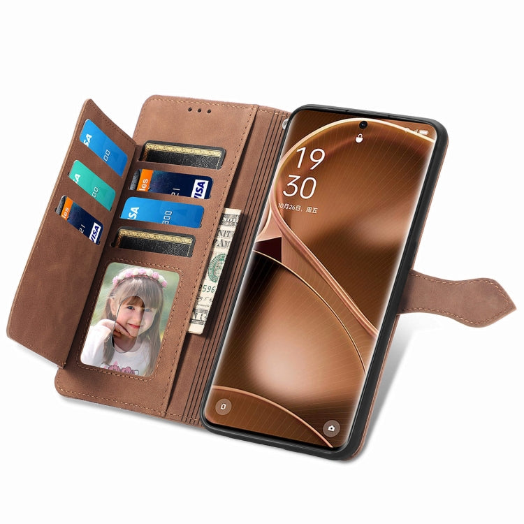 For OPPO Find X6 Pro Embossed Flower Zipper Leather Phone Case