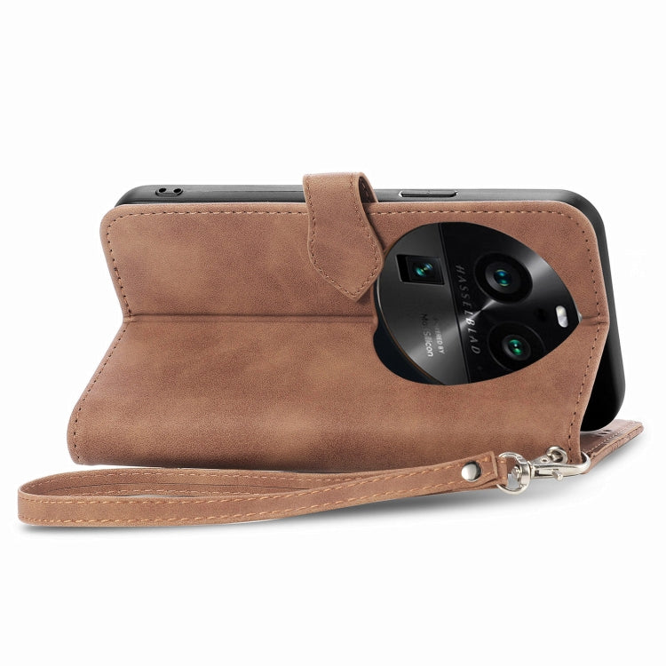 For OPPO Find X6 Pro Embossed Flower Zipper Leather Phone Case