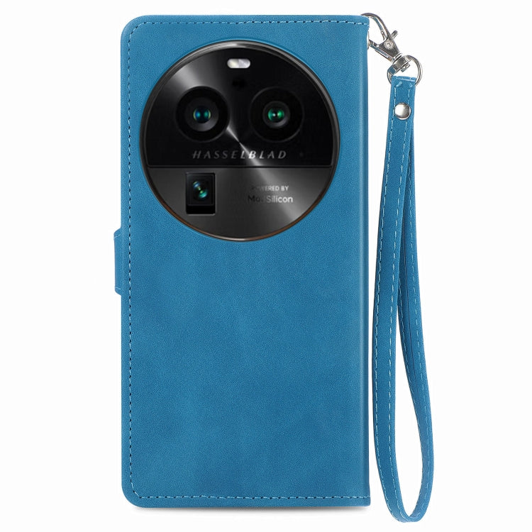 For OPPO Find X6 Pro Embossed Flower Zipper Leather Phone Case