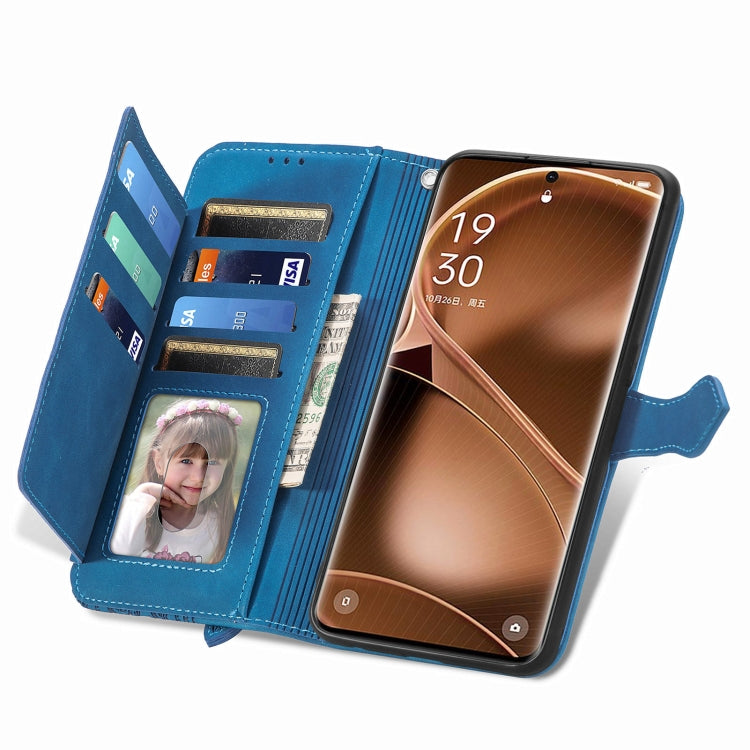 For OPPO Find X6 Pro Embossed Flower Zipper Leather Phone Case