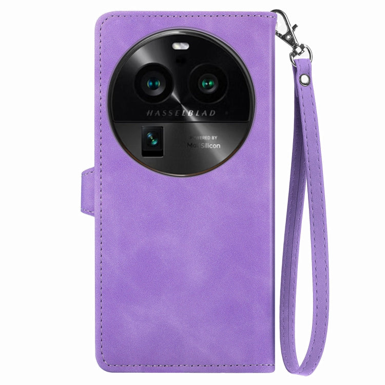 For OPPO Find X6 Pro Embossed Flower Zipper Leather Phone Case