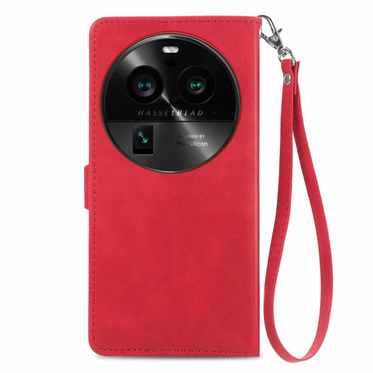 For OPPO Find X6 Pro Embossed Flower Zipper Leather Phone Case