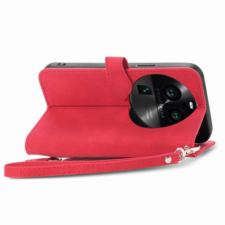 For OPPO Find X6 Pro Embossed Flower Zipper Leather Phone Case