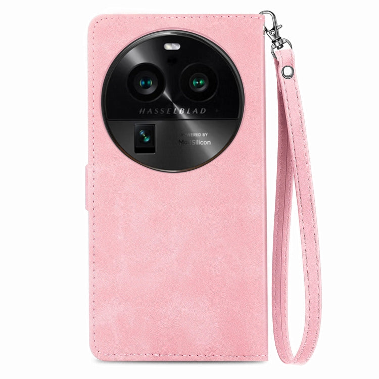 For OPPO Find X6 Pro Embossed Flower Zipper Leather Phone Case