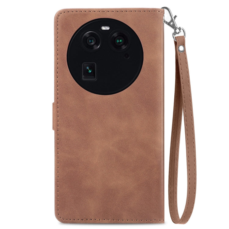 For OPPO Find X6 Embossed Flower Zipper Leather Phone Case