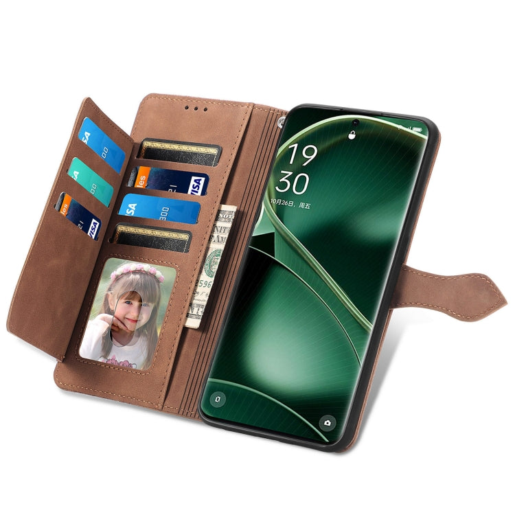 For OPPO Find X6 Embossed Flower Zipper Leather Phone Case