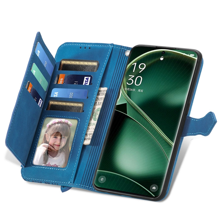 For OPPO Find X6 Embossed Flower Zipper Leather Phone Case