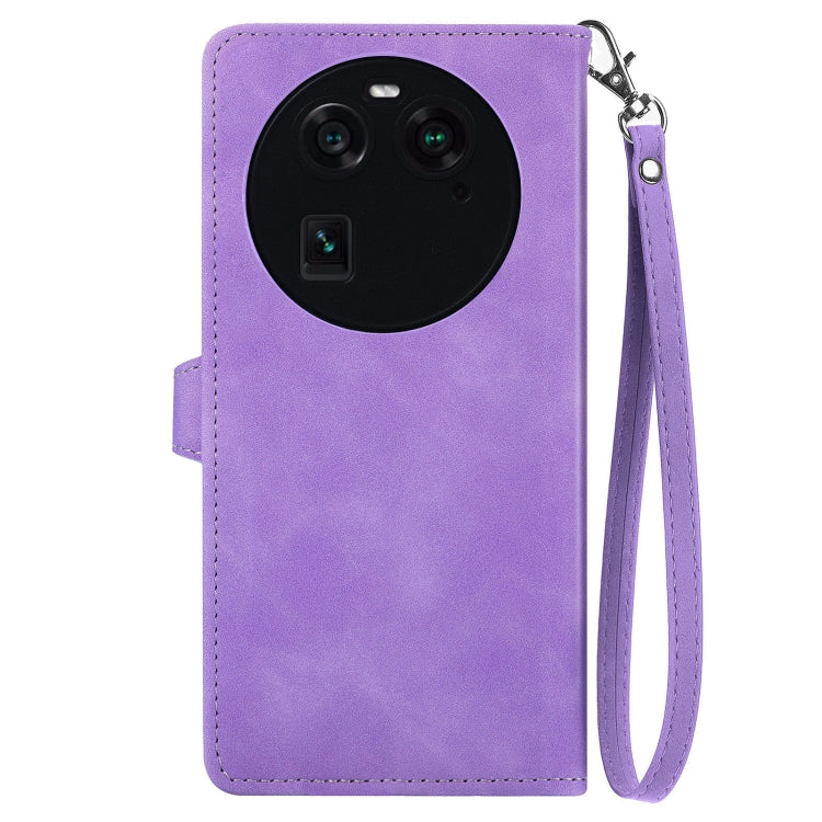 For OPPO Find X6 Embossed Flower Zipper Leather Phone Case
