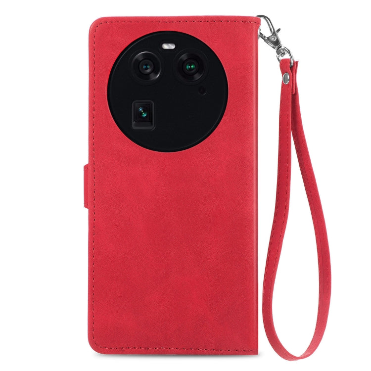 For OPPO Find X6 Embossed Flower Zipper Leather Phone Case