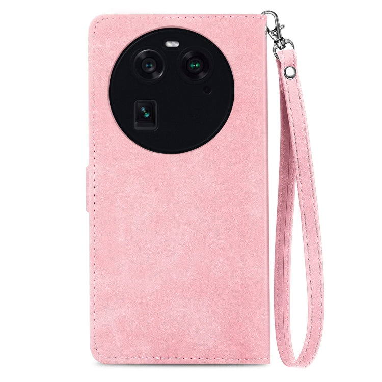 For OPPO Find X6 Embossed Flower Zipper Leather Phone Case