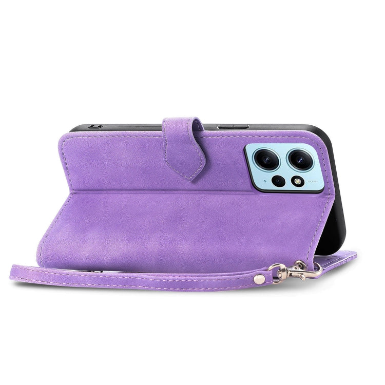 For Redmi Note 12 4G Global Embossed Flower Zipper Leather Phone Case