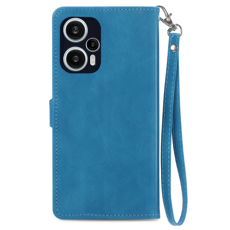 For Redmi Note 12 Turbo Embossed Flower Zipper Leather Phone Case