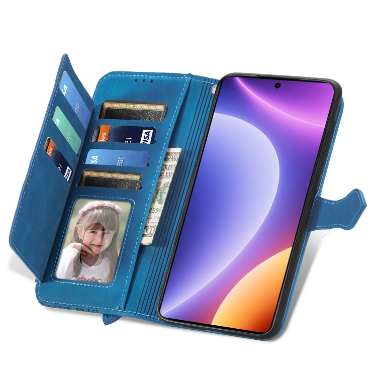 For Redmi Note 12 Turbo Embossed Flower Zipper Leather Phone Case