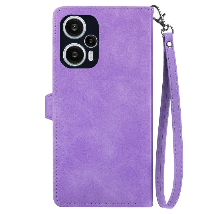 For Redmi Note 12 Turbo Embossed Flower Zipper Leather Phone Case