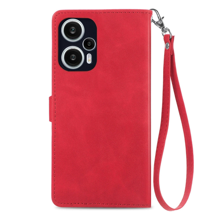 For Redmi Note 12 Turbo Embossed Flower Zipper Leather Phone Case