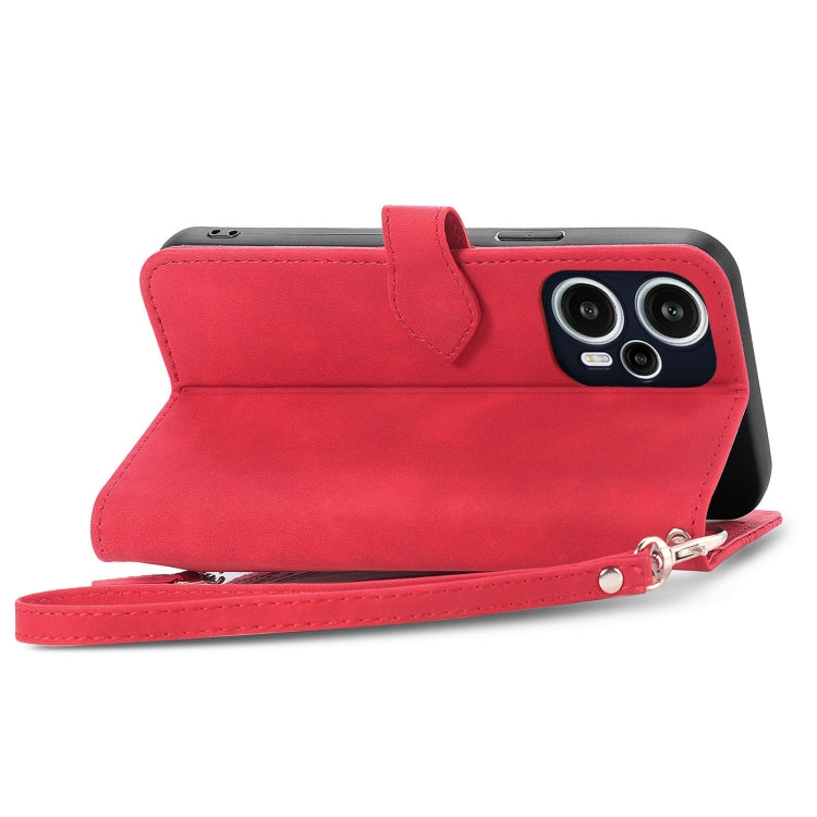 For Redmi Note 12 Turbo Embossed Flower Zipper Leather Phone Case