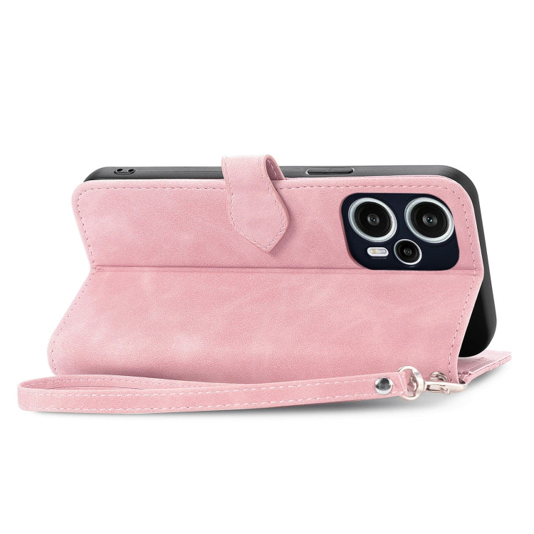 For Redmi Note 12 Turbo Embossed Flower Zipper Leather Phone Case