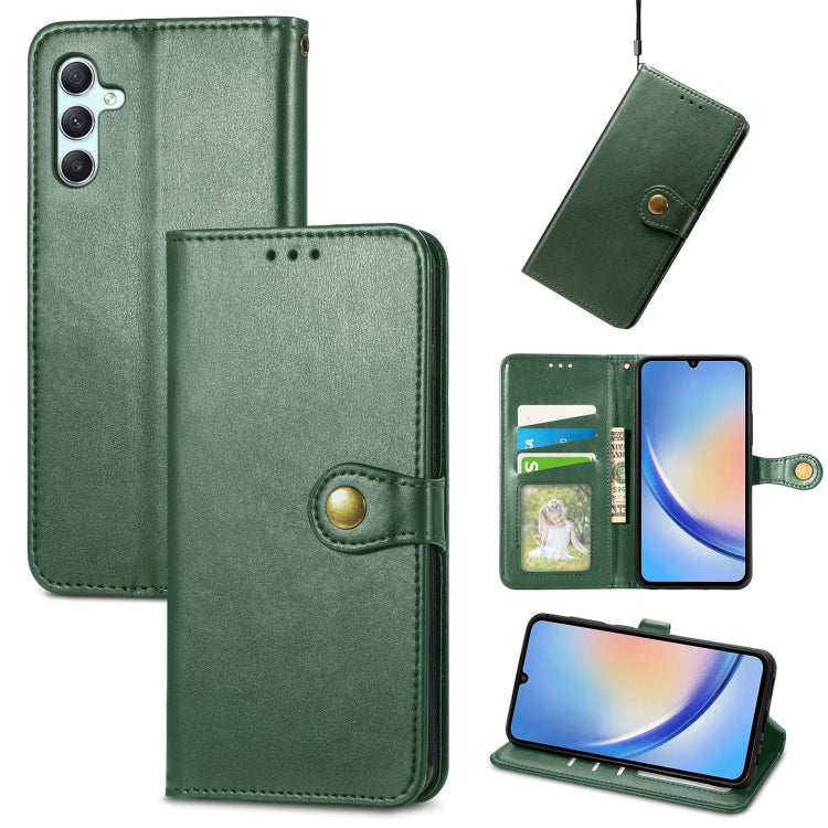 For Samsung Galaxy A34 5G Retro Solid Color Buckle Leather Phone Case