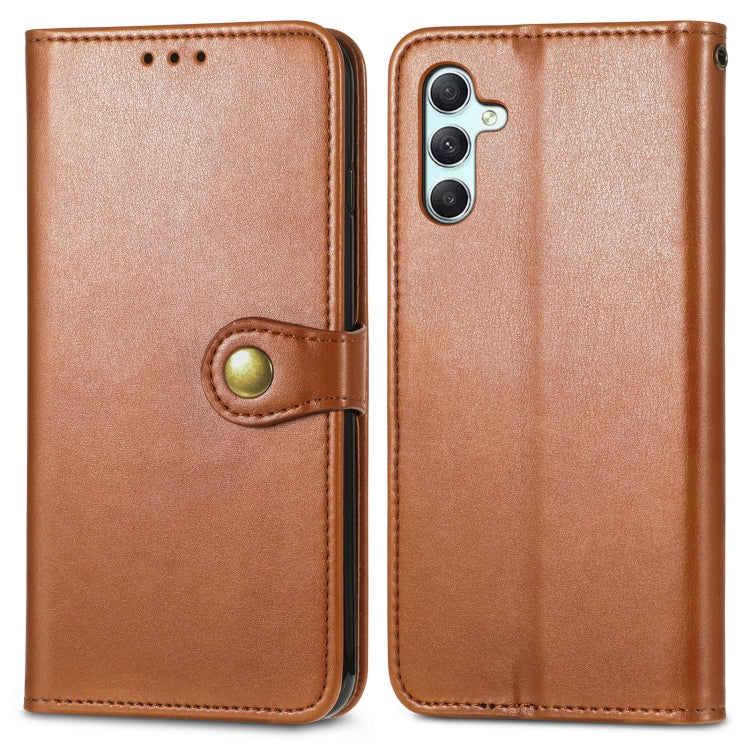 For Samsung Galaxy A34 5G Retro Solid Color Buckle Leather Phone Case