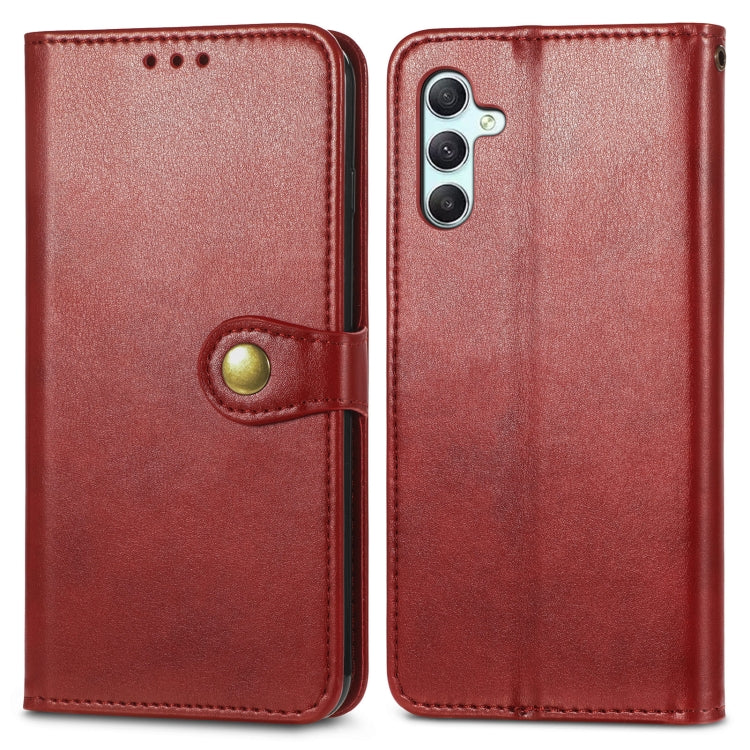 For Samsung Galaxy A34 5G Retro Solid Color Buckle Leather Phone Case