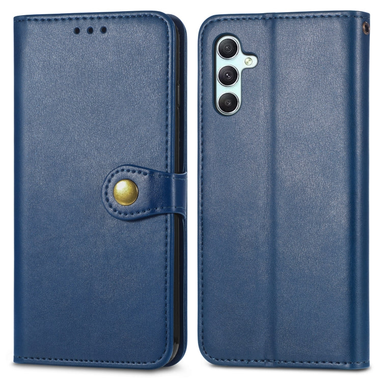 For Samsung Galaxy A34 5G Retro Solid Color Buckle Leather Phone Case