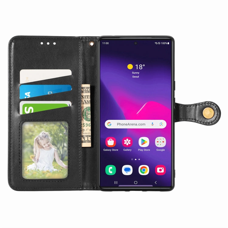 For Samsung Galaxy S25 Ultra 5G Retro Solid Color Buckle Leather Phone Case