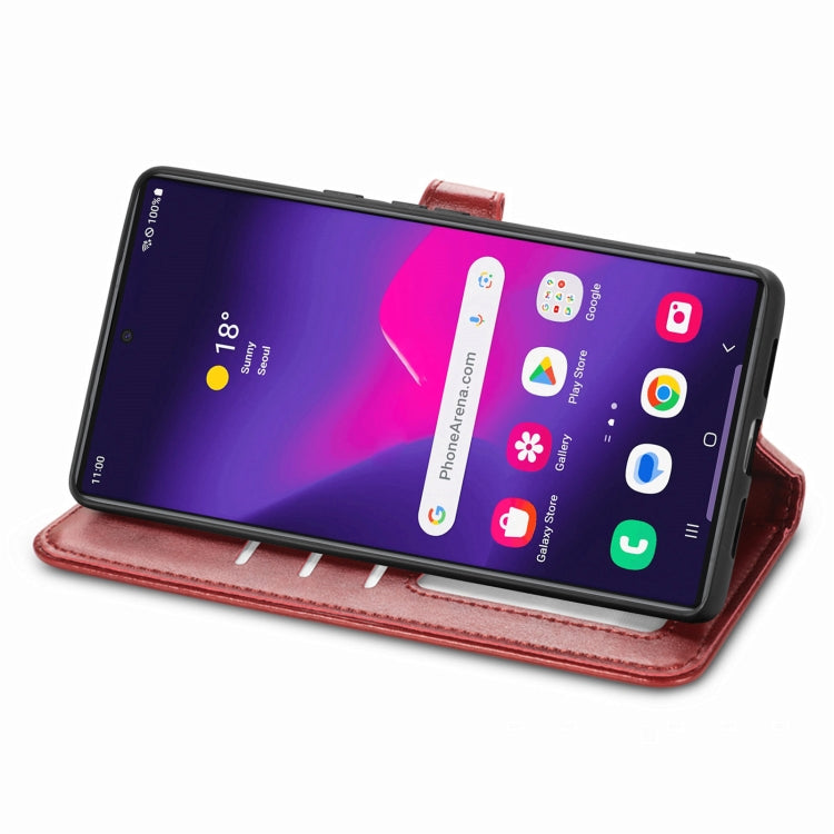 For Samsung Galaxy S25 Ultra 5G Retro Solid Color Buckle Leather Phone Case