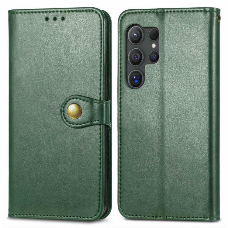 For Samsung Galaxy S25+ 5G Retro Solid Color Buckle Leather Phone Case