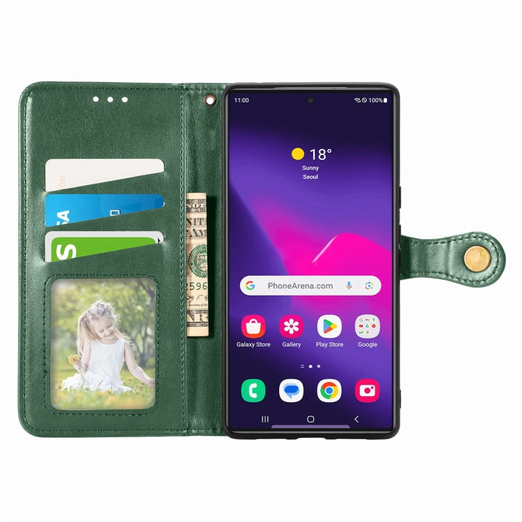 For Samsung Galaxy S25+ 5G Retro Solid Color Buckle Leather Phone Case