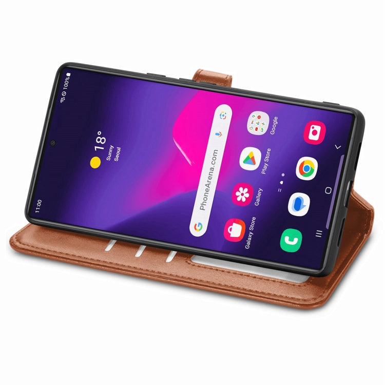 For Samsung Galaxy S25+ 5G Retro Solid Color Buckle Leather Phone Case