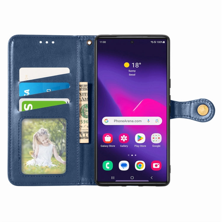 For Samsung Galaxy S25+ 5G Retro Solid Color Buckle Leather Phone Case