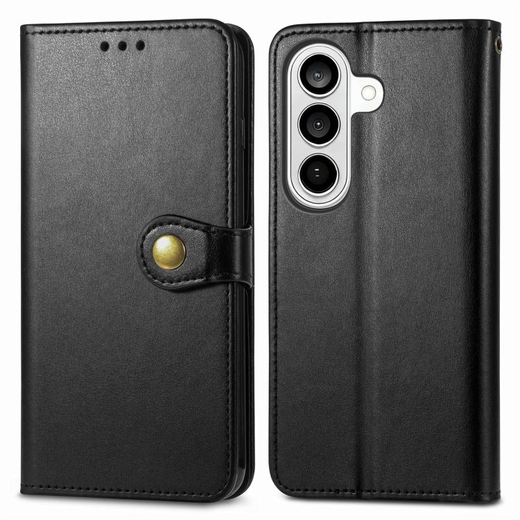 For Samsung Galaxy S26+ 5G Retro Solid Color Buckle Leather Phone Case