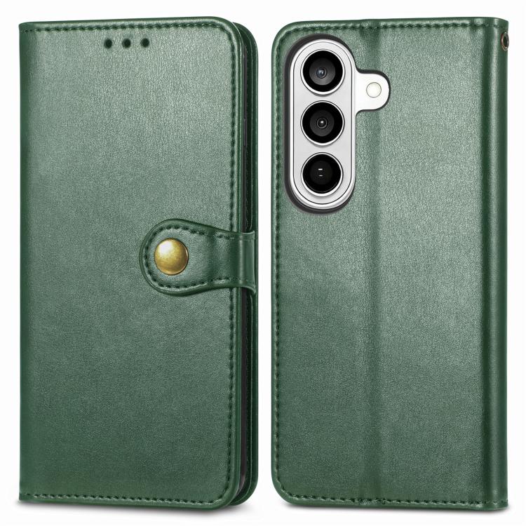 For Samsung Galaxy S26+ 5G Retro Solid Color Buckle Leather Phone Case
