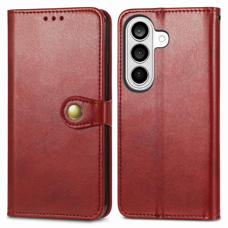 For Samsung Galaxy S26+ 5G Retro Solid Color Buckle Leather Phone Case