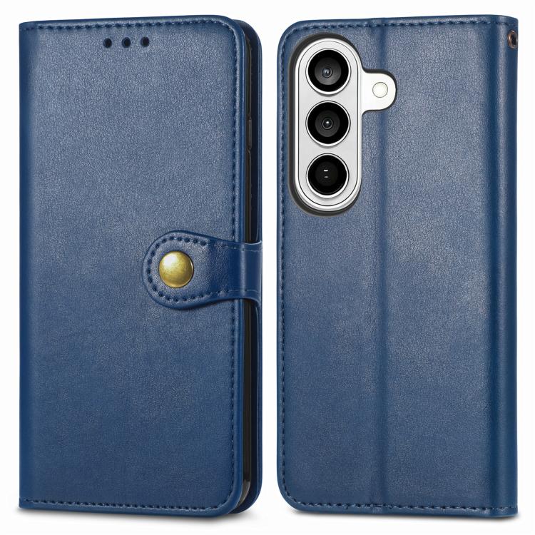For Samsung Galaxy S26+ 5G Retro Solid Color Buckle Leather Phone Case
