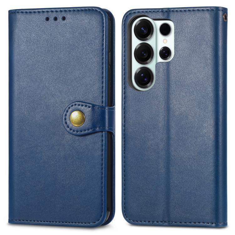 For Samsung Galaxy S26 Ultra 5G Retro Solid Color Buckle Leather Phone Case