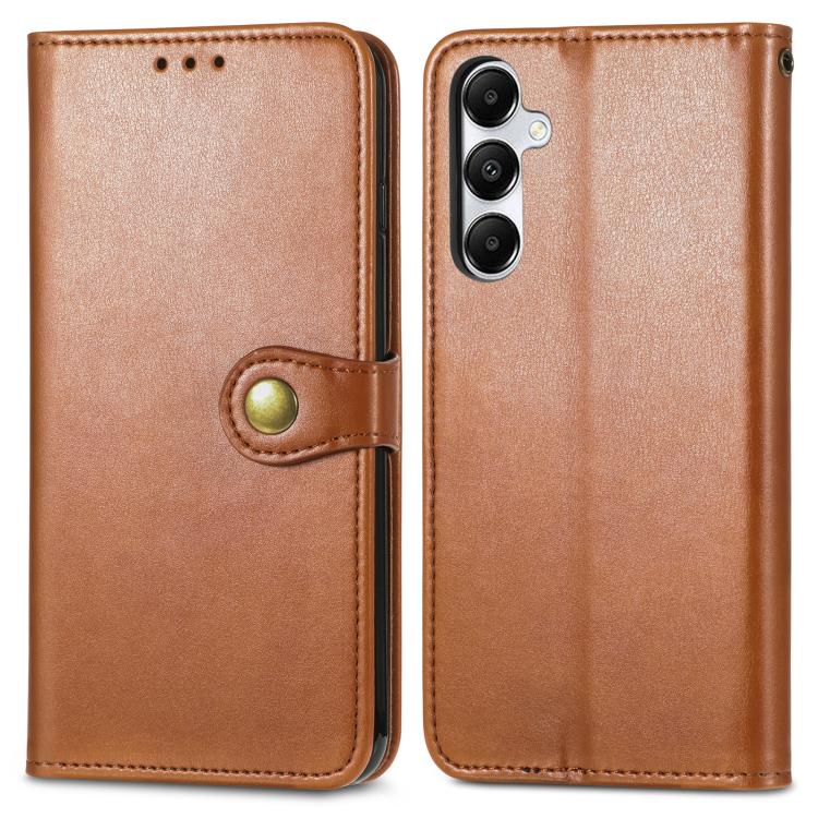 For Samsung Galaxy A27 5G Retro Solid Color Buckle Leather Phone Case