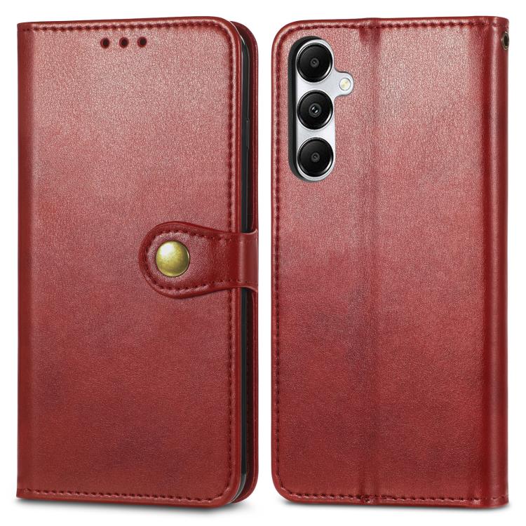 For Samsung Galaxy A27 5G Retro Solid Color Buckle Leather Phone Case
