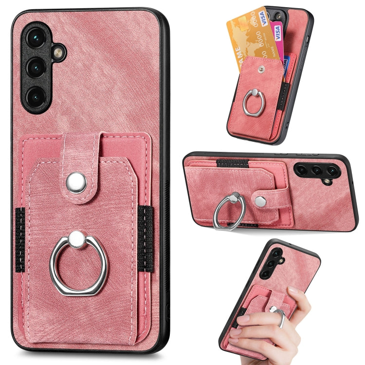 For Samsung Galaxy A14 5G Retro Skin-feel Ring Card Wallet Phone Case