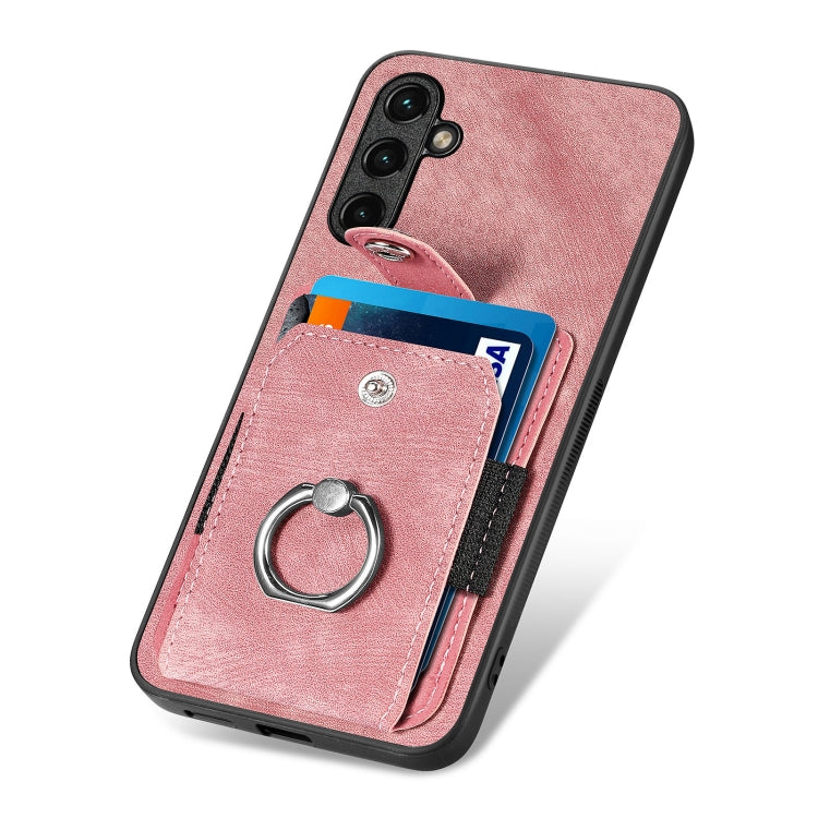 For Samsung Galaxy A14 5G Retro Skin-feel Ring Card Wallet Phone Case