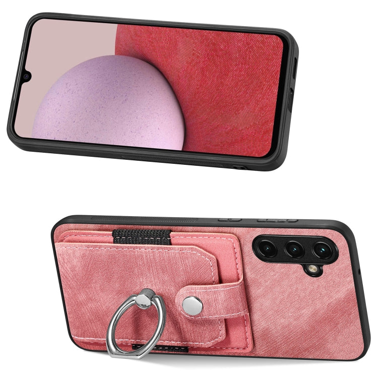 For Samsung Galaxy A14 5G Retro Skin-feel Ring Card Wallet Phone Case