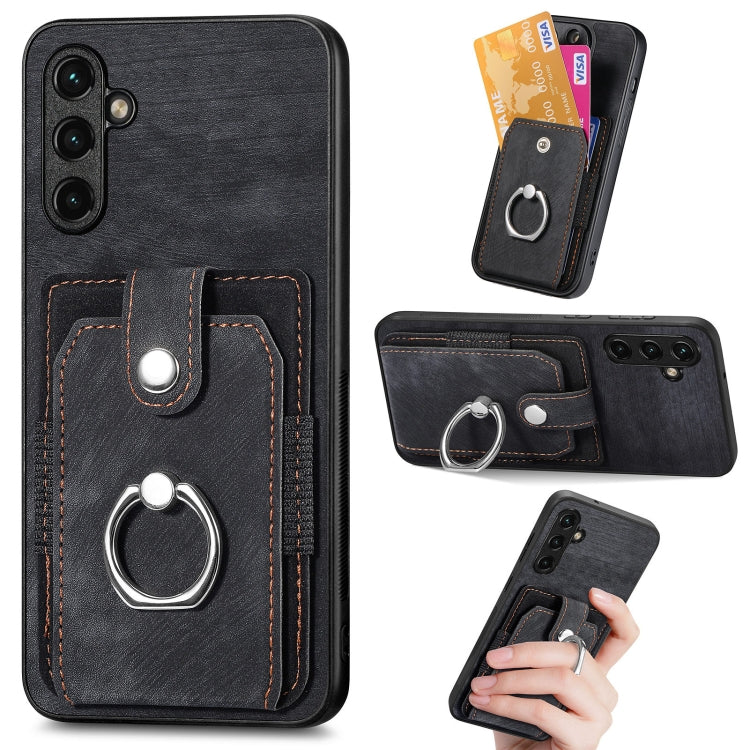 For Samsung Galaxy A14 5G Retro Skin-feel Ring Card Wallet Phone Case